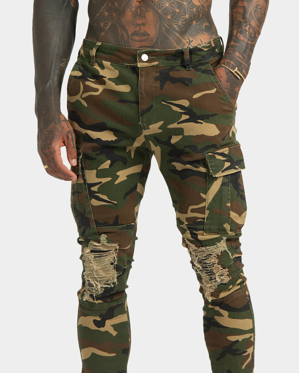 XXIII Sergeant Camo Ripped Jeans Camo