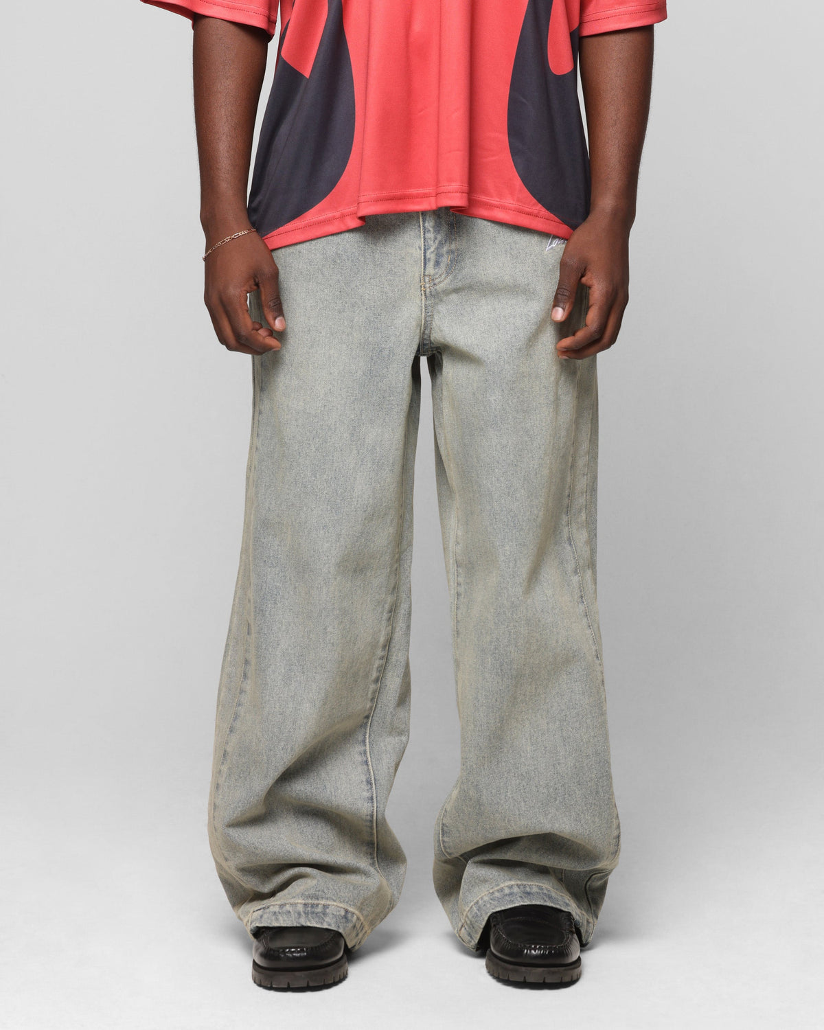 Loiter Star Walker Wide Leg Jean Washed Blue