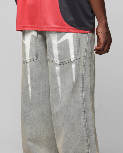 Loiter Star Walker Wide Leg Jean Washed Blue