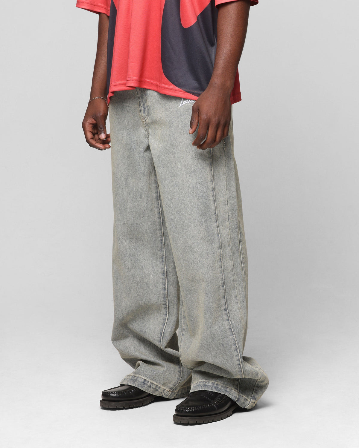 Loiter Star Walker Wide Leg Jean Washed Blue