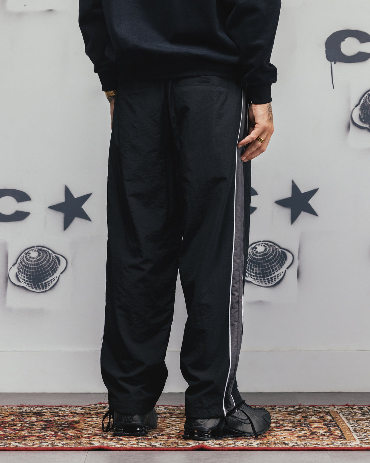 Carre Rally Panelled Nylon Joggers Black