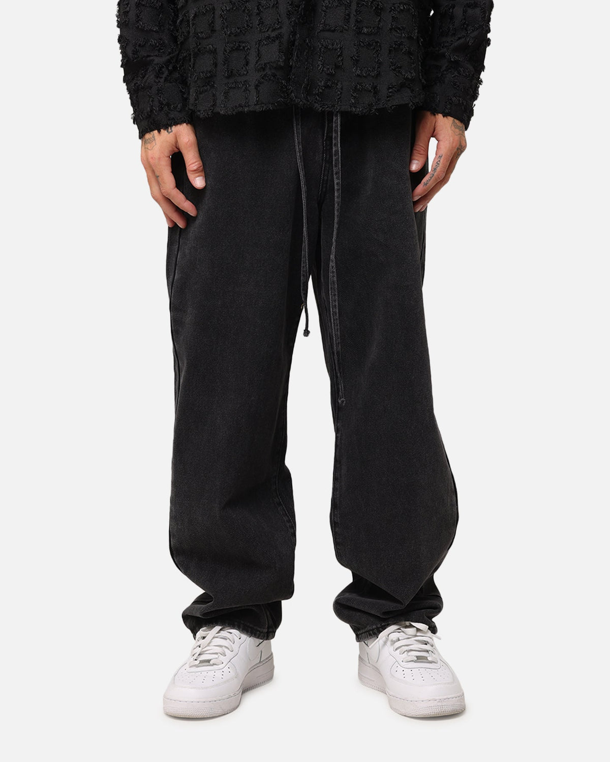 XXIII Tie Lace Baggy Jeans Black Stonewash