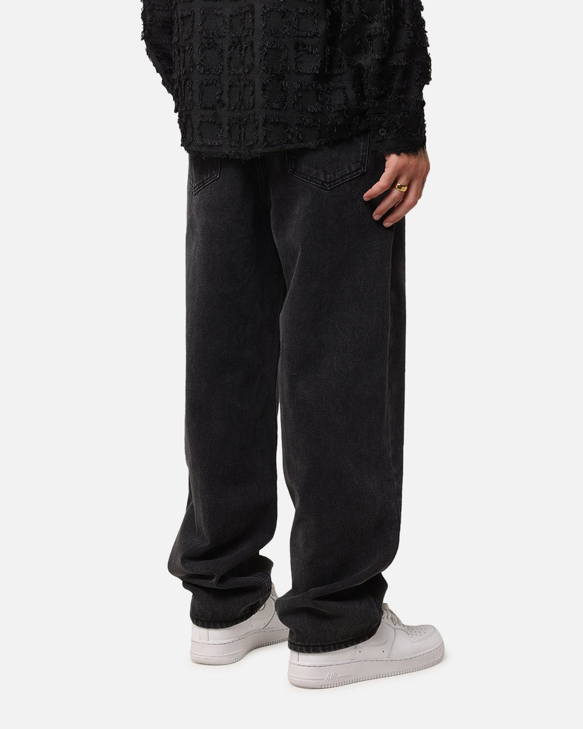 XXIII Tie Lace Baggy Jeans Black Stonewash