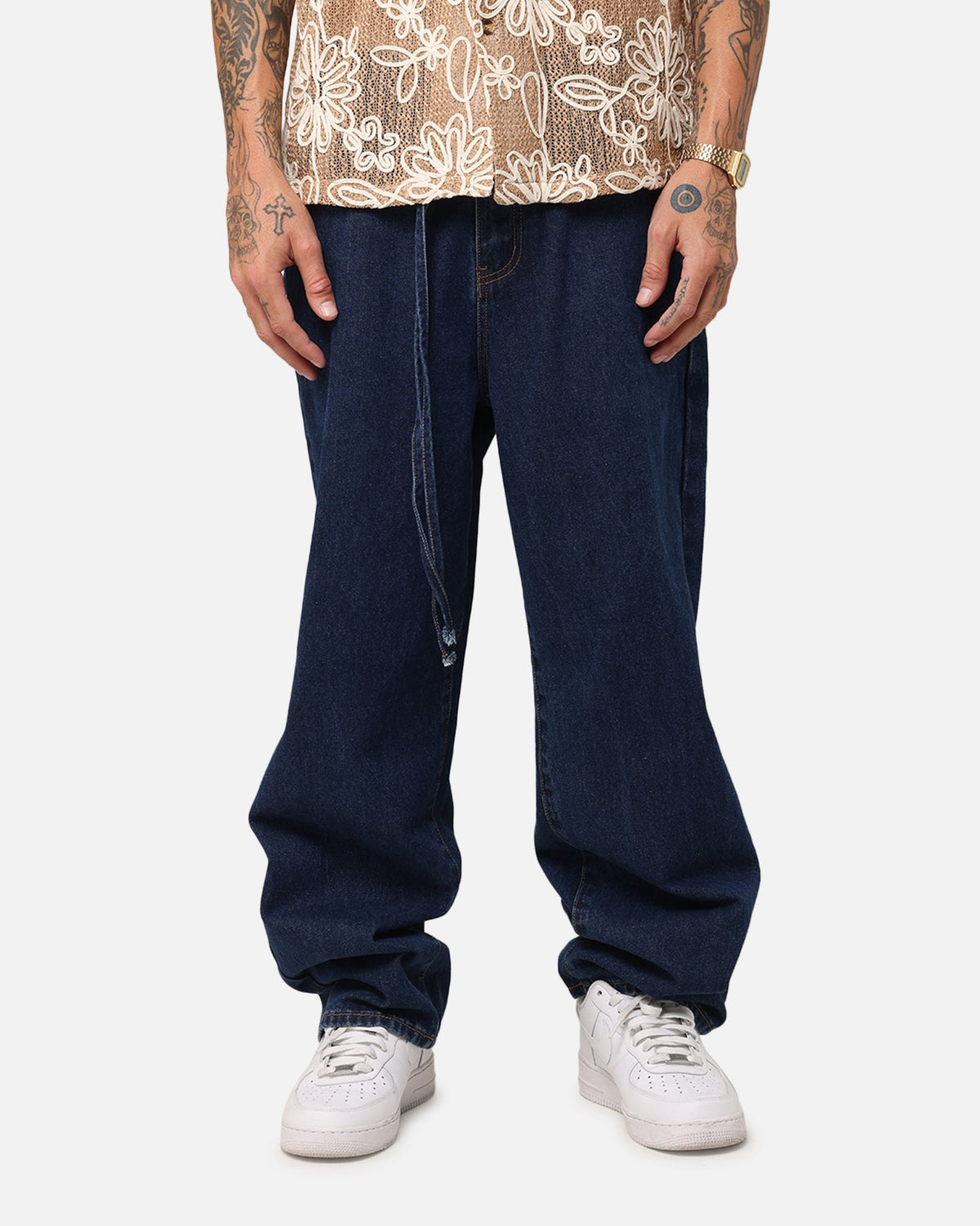 XXIII Tie Lace Baggy Jeans Stonewash Indigo