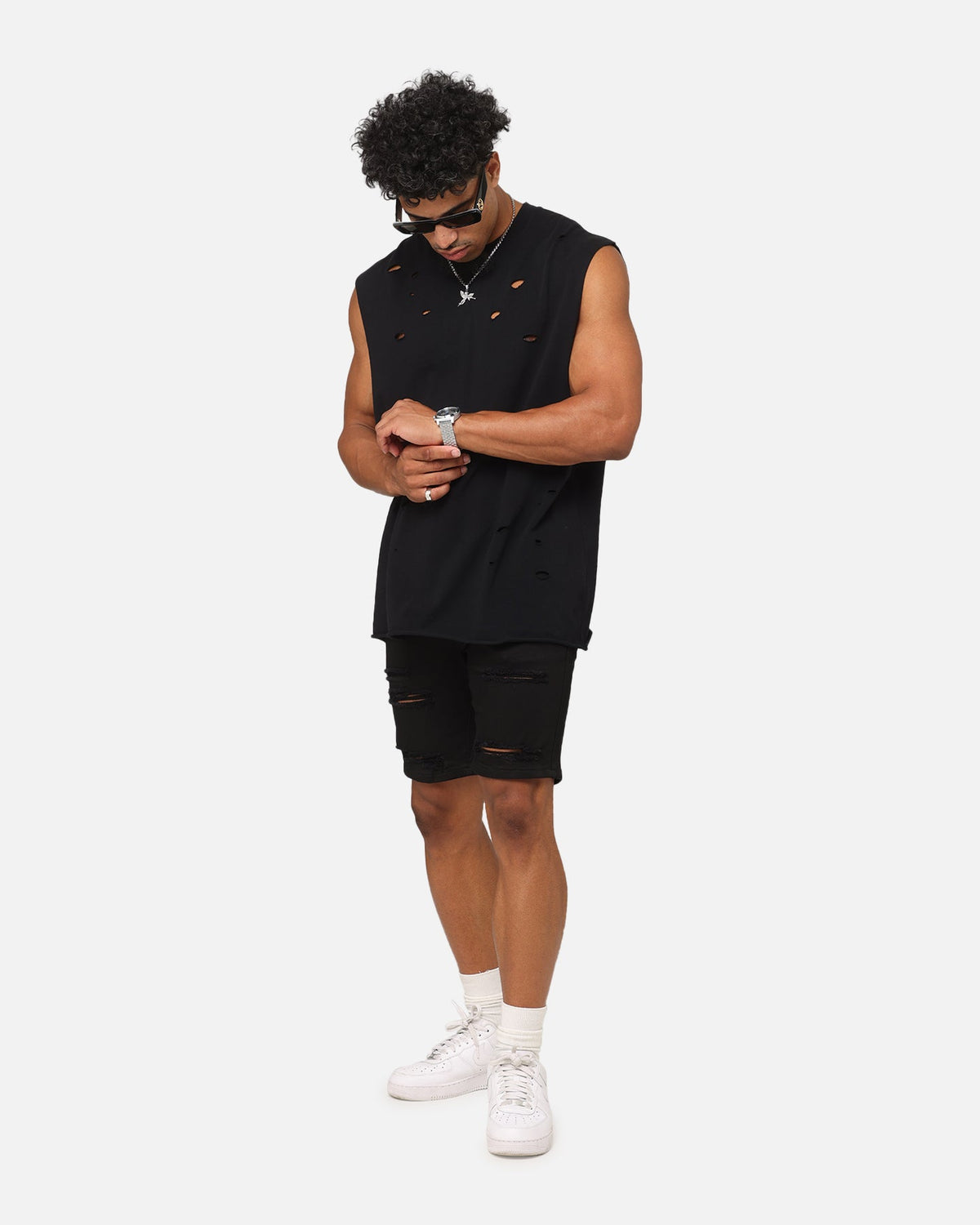 Saint Morta Dynasty Thrash V2 Denim Shorts Jet Black