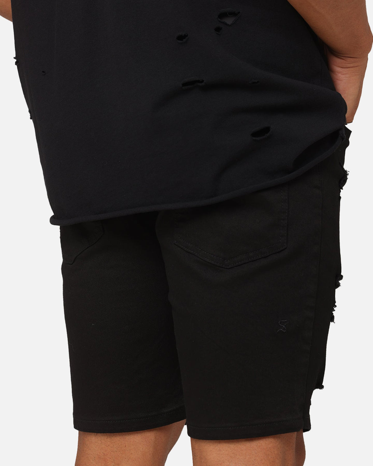 Saint Morta Dynasty Thrash V2 Denim Shorts Jet Black