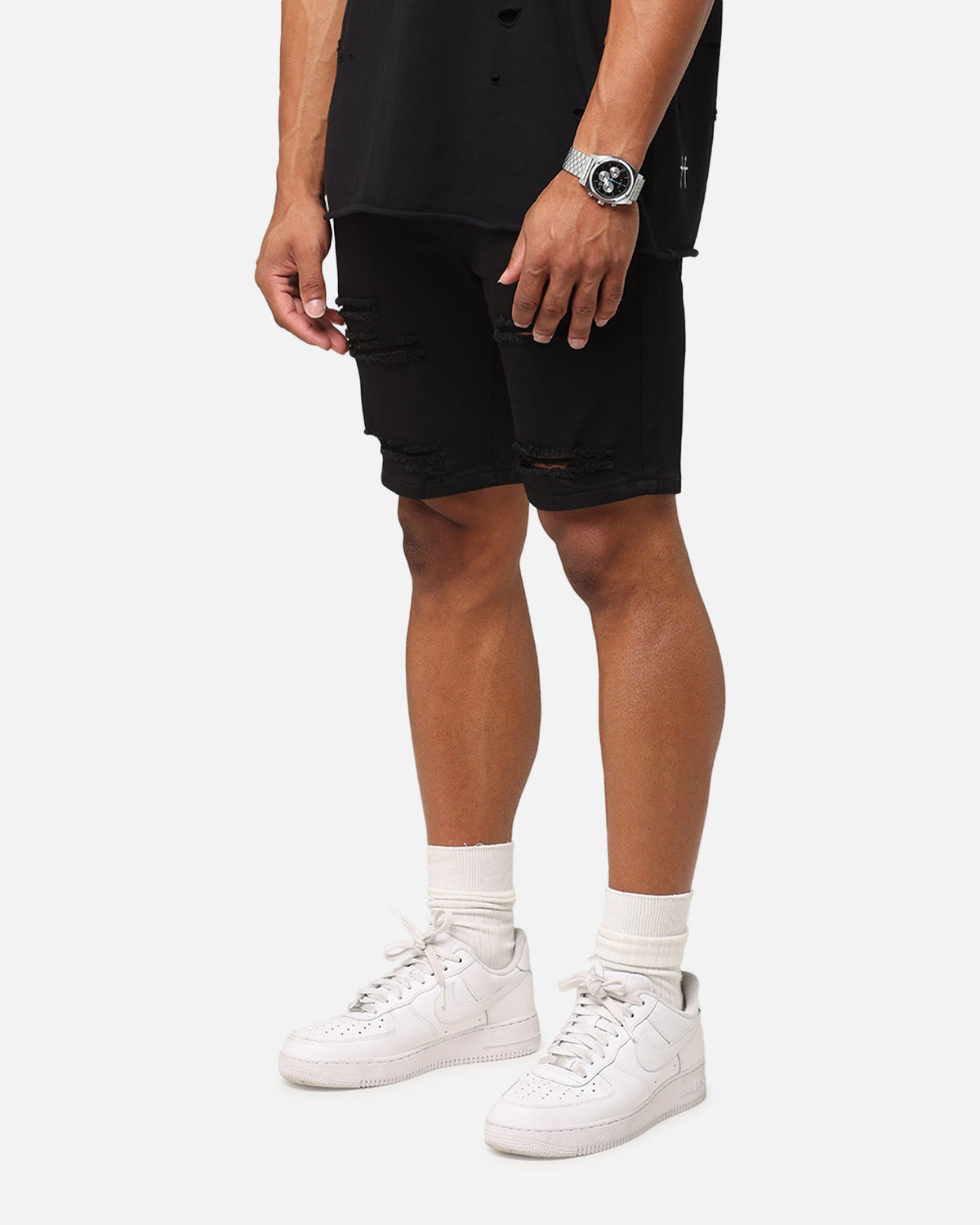 Saint Morta Dynasty Thrash V2 Denim Shorts Jet Black