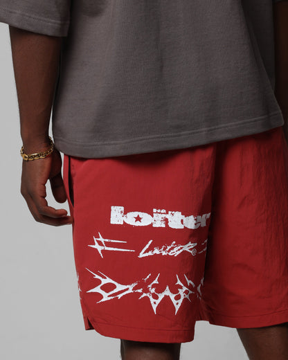 Loiter Stacked Metal Walk Shorts Burgandy