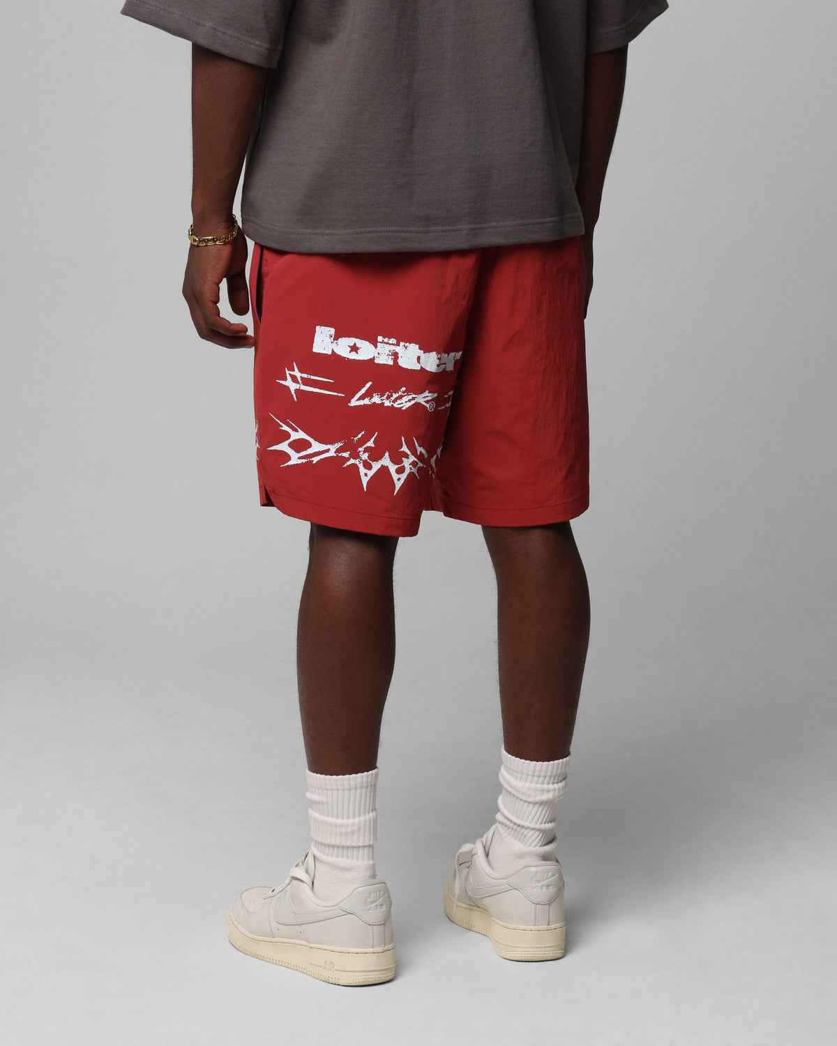 Loiter Stacked Metal Walk Shorts Burgandy