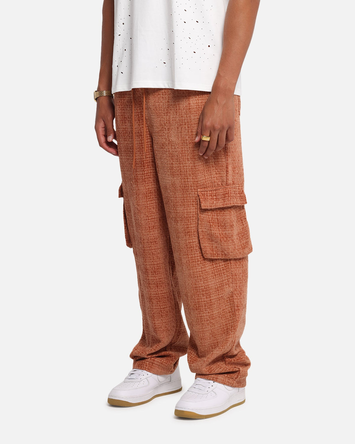 XXIII Boucle Tweed Cargo Pants Rust