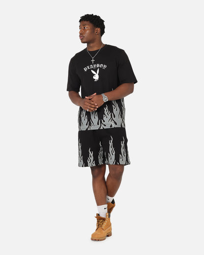 Playboy Gothic Flames Shorts Black