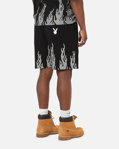 Playboy Gothic Flames Shorts Black
