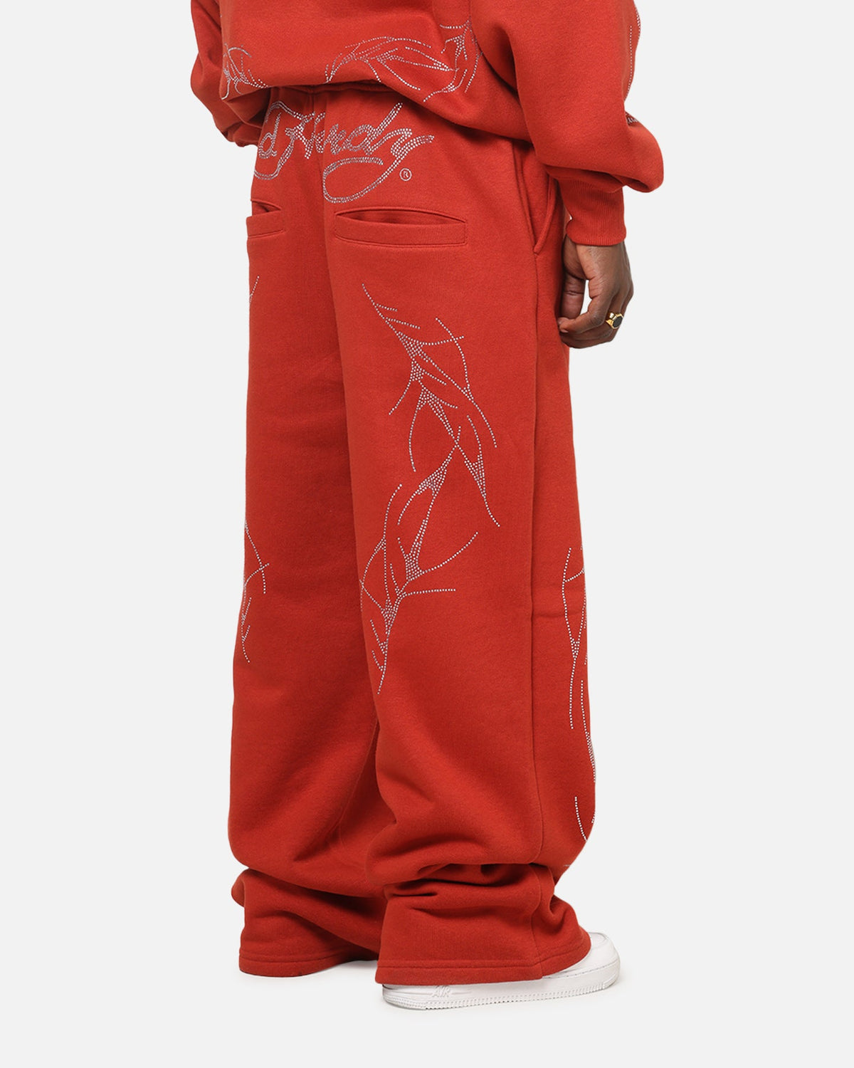 Ed Hardy Cyber Rhinestone Track Pants Red