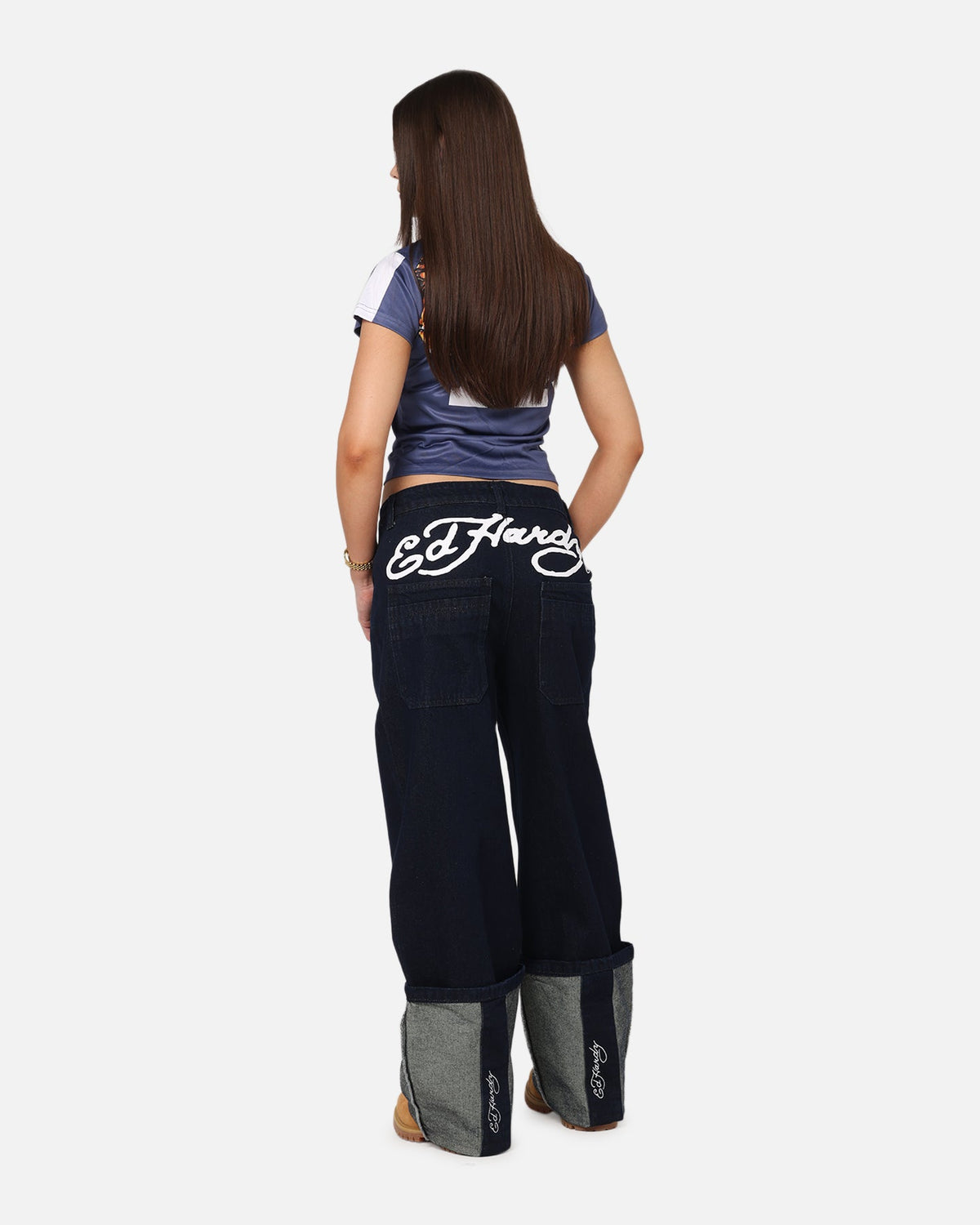 Ed Hardy Women's Cuffed Jeans Indigo