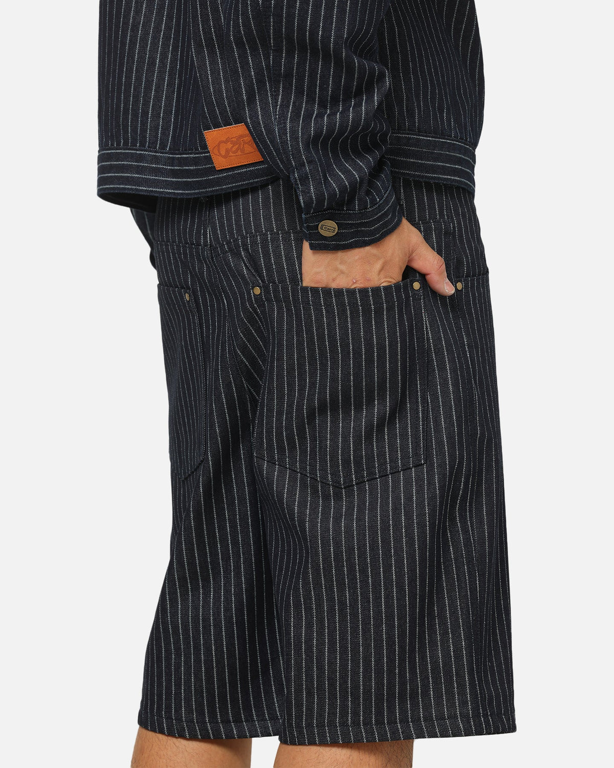 Carre Solace Baggy Jorts Navy Pinstripe