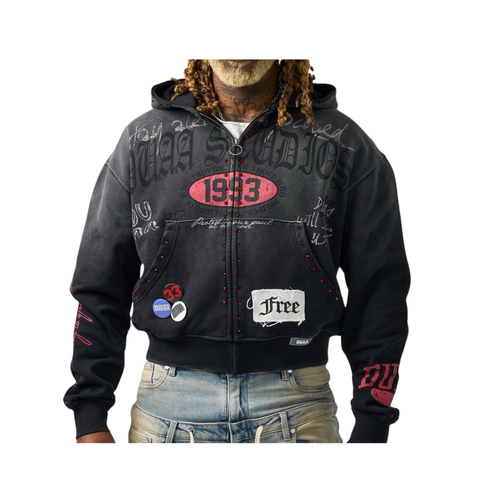 DUAA "Stamp" Zip Up Hoodie (Black)