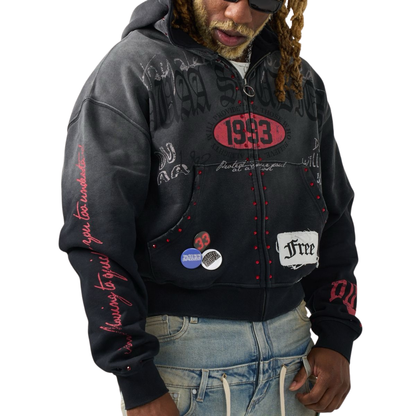 DUAA "Stamp" Zip Up Hoodie (Black)