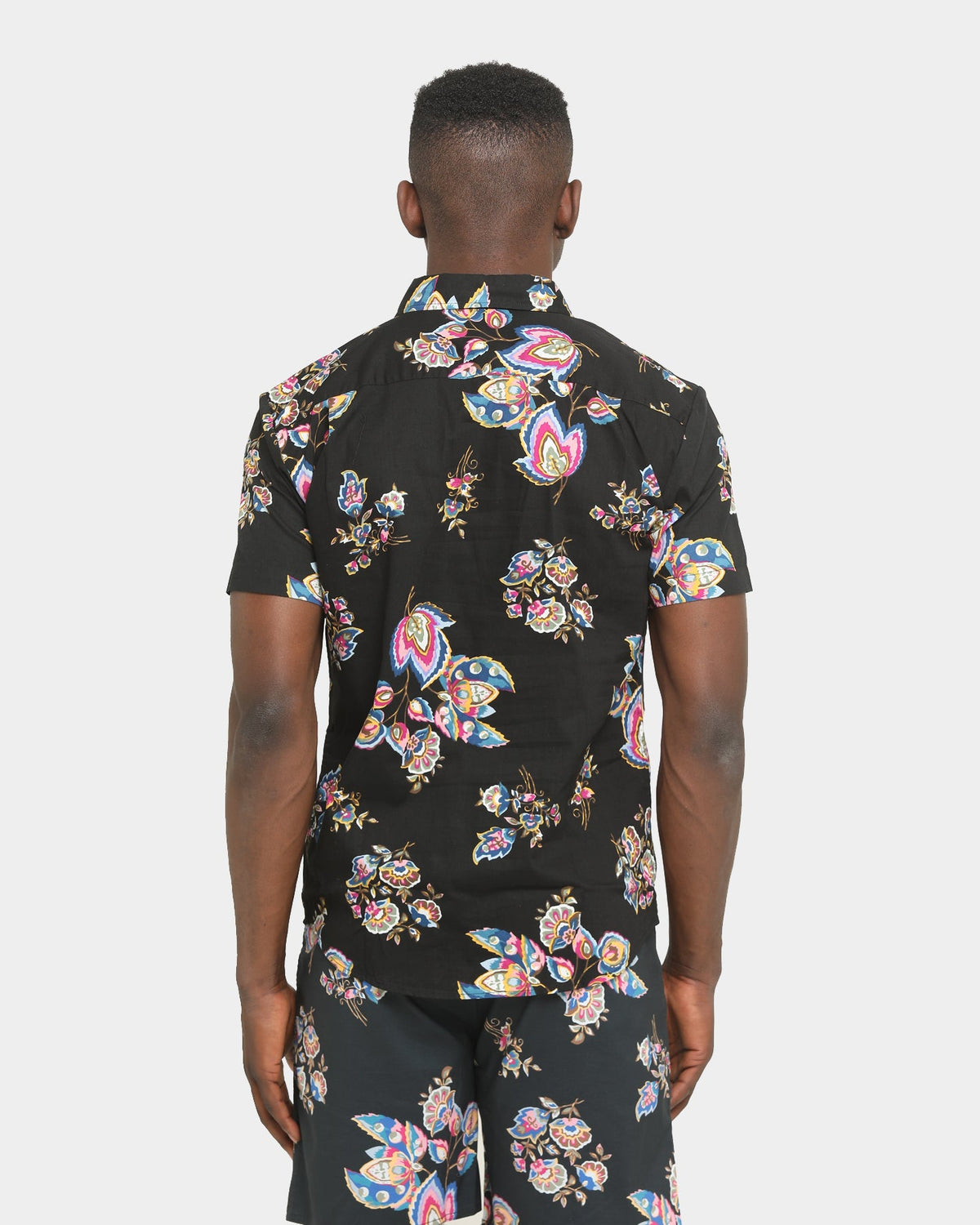 Brixton Charter Print Short Sleeve Woven Shirt Black/Purple