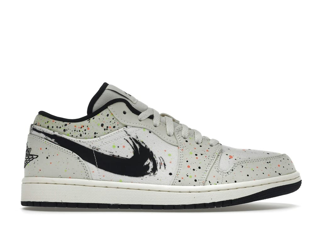 Air Jordan 1 Low Brushstroke DM3528-100 Natural/Black-Multi Sneakers