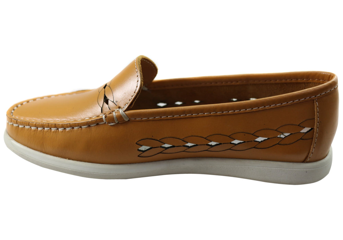 Andacco Sharni Womens Comfortable Flat Leather Loafers Shoes