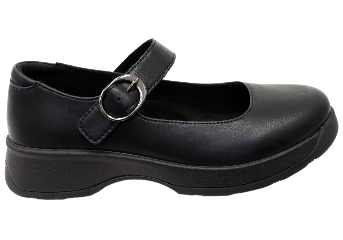 Alegria Jazmine Womens Comfortable Leather Mary Jane Shoes Black Nappa