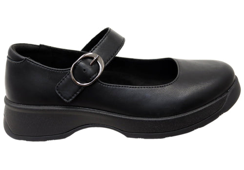 Alegria Jazmine Womens Comfortable Leather Mary Jane Shoes Black Nappa