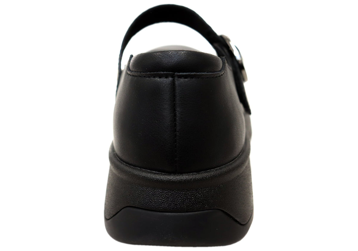 Alegria Jazmine Womens Comfortable Leather Mary Jane Shoes Black Nappa