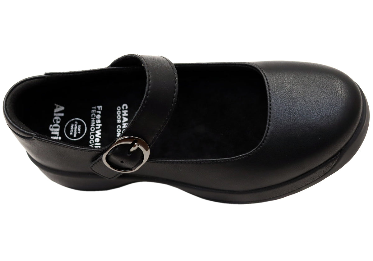 Alegria Jazmine Womens Comfortable Leather Mary Jane Shoes Black Nappa