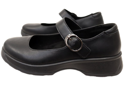 Alegria Jazmine Womens Comfortable Leather Mary Jane Shoes Black Nappa