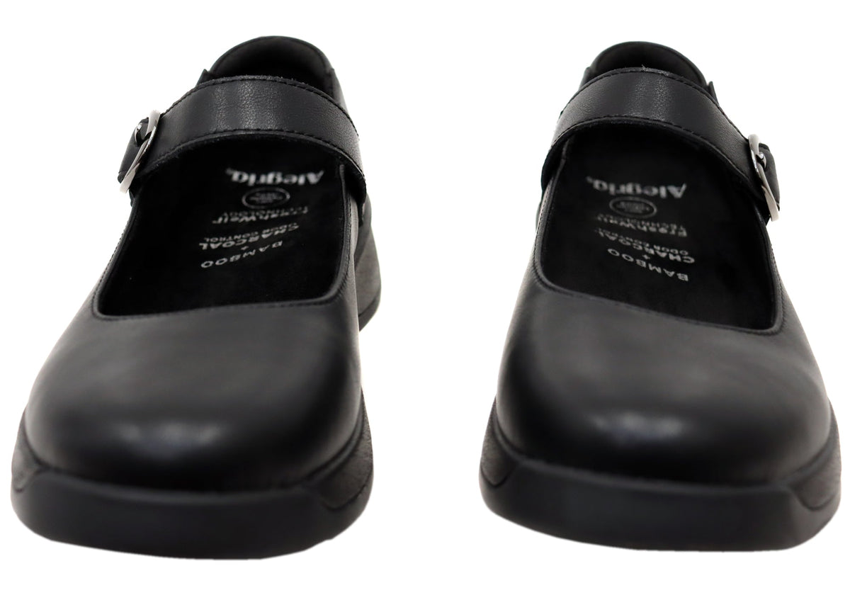 Alegria Jazmine Womens Comfortable Leather Mary Jane Shoes Black Nappa