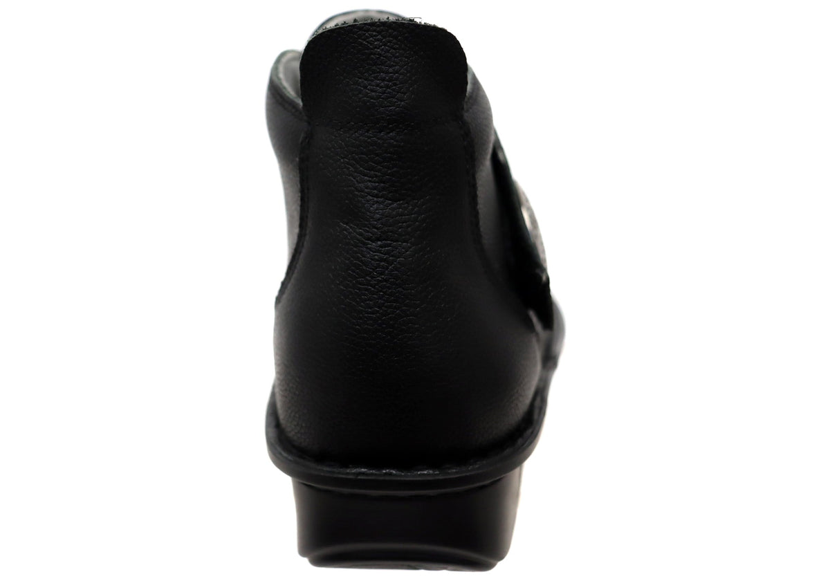 Alegria Caiti Womens Leather Ankle Boots With Adjustable Strap