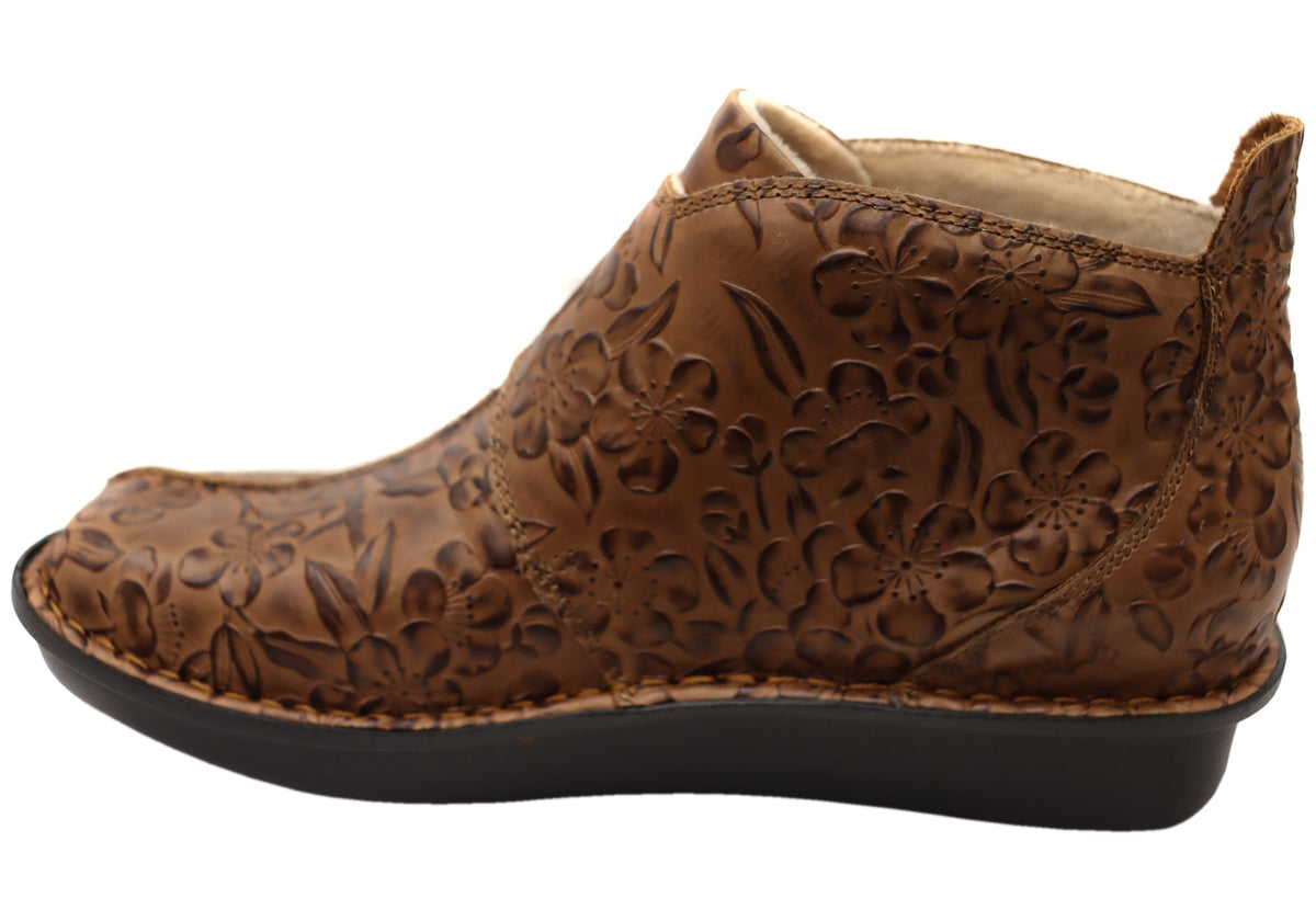Alegria Caiti Womens Leather Ankle Boots With Adjustable Strap