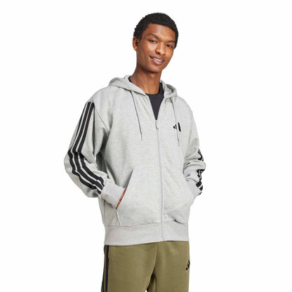 Essentials 3 Stripes Fleece FZ Hoody -Mens