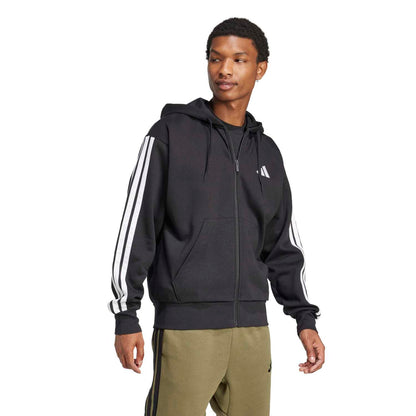Essentials 3 Stripes Fleece FZ Hoody -Mens