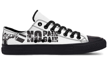 “No Pain No Gain” White Black Lowtop Sneaker