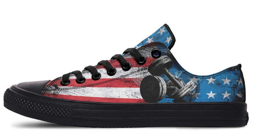 Grunged Pattern Dumbbell Black Lowtop Sneaker