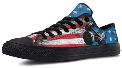 Grunged Pattern Dumbbell Black Lowtop Sneaker