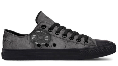 “No Pain No Gain” Gray Pattern Black Lowtop Sneaker