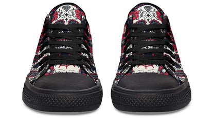 Mexican Skull Pattern Black Lowtop Sneaker