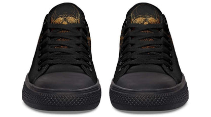 Gold Foil Skull Pattern Black Lowtop Sneaker