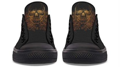 Gold Foil Skull Pattern Black Lowtop Sneaker
