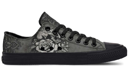 Mandala Skull Pattern Black Lowtop Sneaker