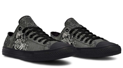Mandala Skull Pattern Black Lowtop Sneaker