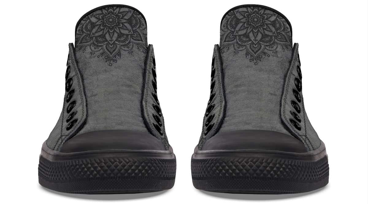 Mandala Skull Pattern Black Lowtop Sneaker