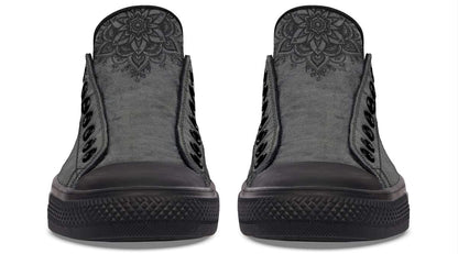 Mandala Skull Pattern Black Lowtop Sneaker