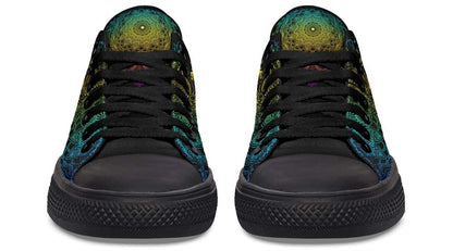 Green and Yellow Color Skull Hippie Pattern Lowtop Sneaker