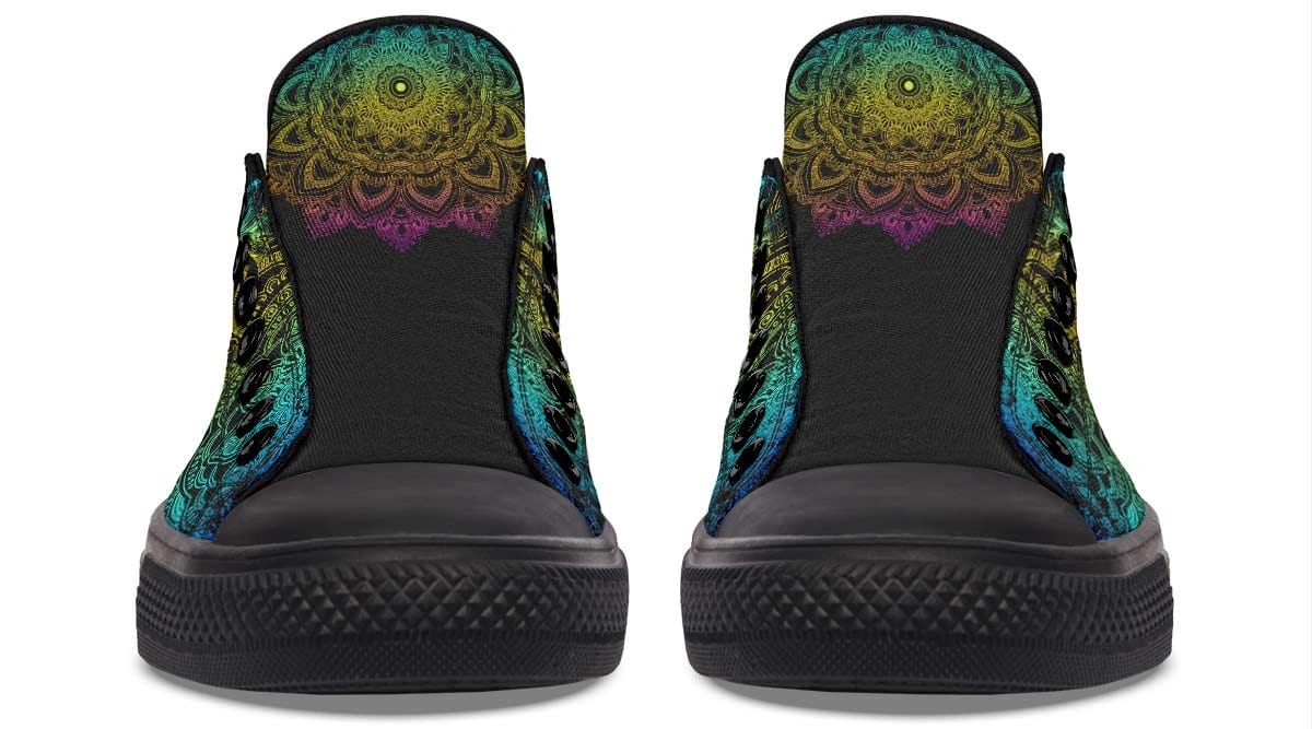 Green and Yellow Color Skull Hippie Pattern Lowtop Sneaker