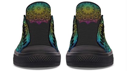 Green and Yellow Color Skull Hippie Pattern Lowtop Sneaker