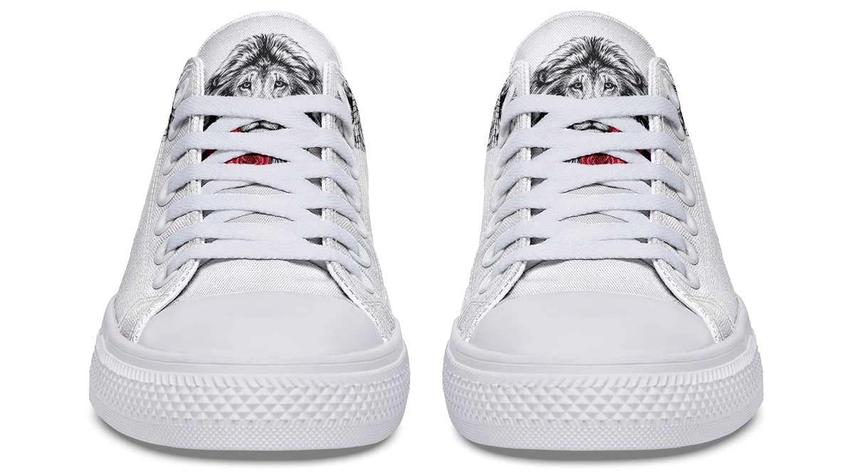 Lion With Rose White Lowtop Sneaker