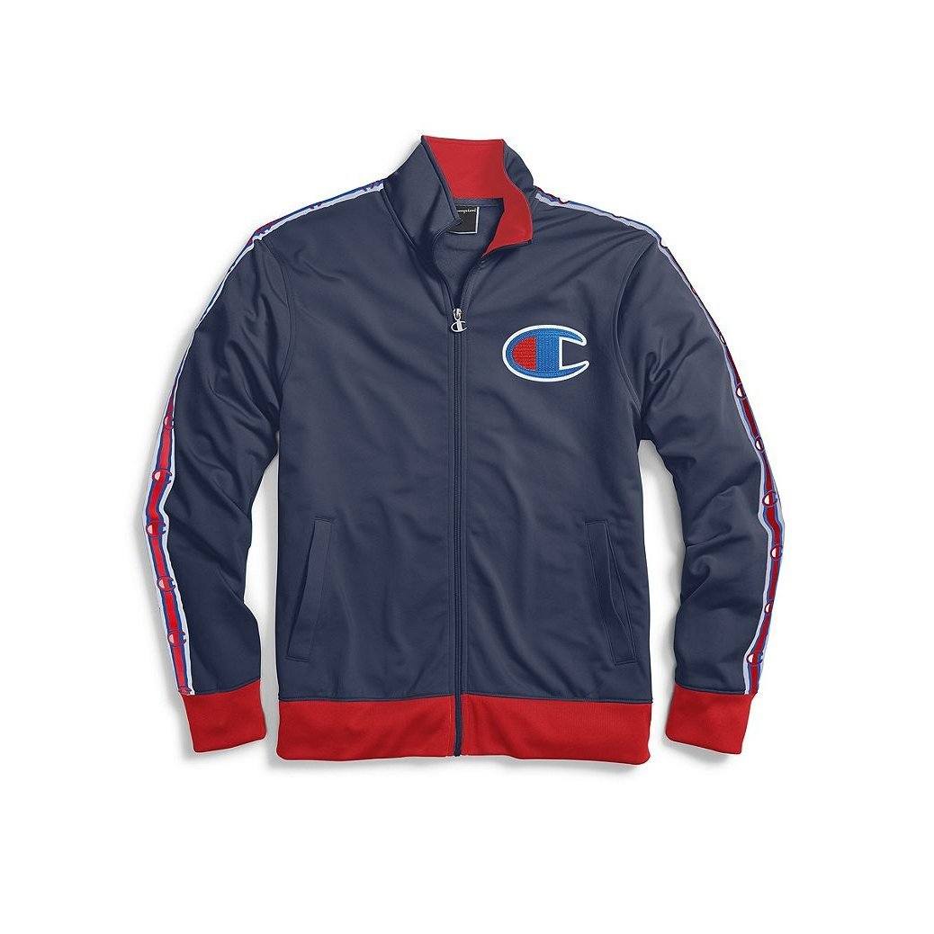 Champion Track Jacket Chain Stitch on Felt "C" Indigo Scarlet Men V3377-549870-AEZ